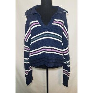 Free People Kennedy Pullover Sweater Midnight Sail Combo‎ Women's SMALL